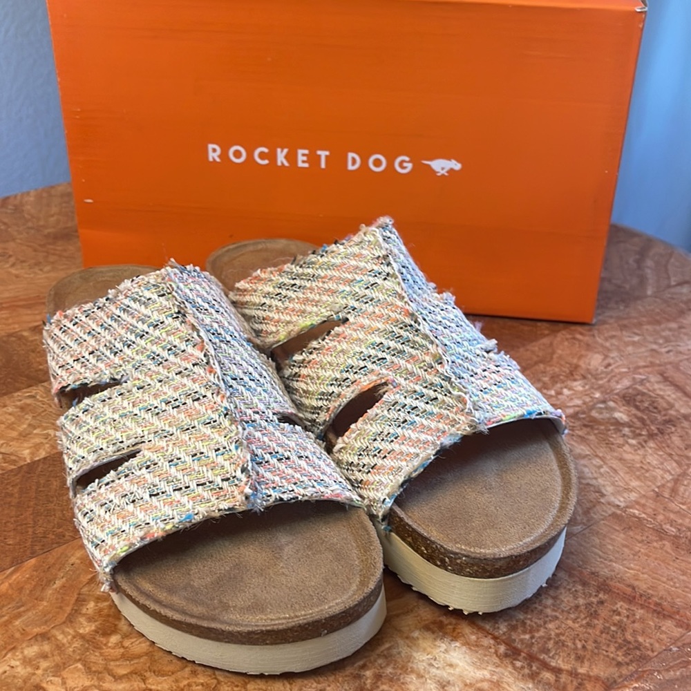 Rocket Dog | Orange & Blue Stripe Cutout Anyhoo Newbury Slide  ZL618